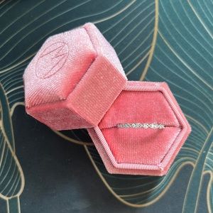 14k white gold Moissanite Diamond wedding band minimalist thin ring stack 8.5